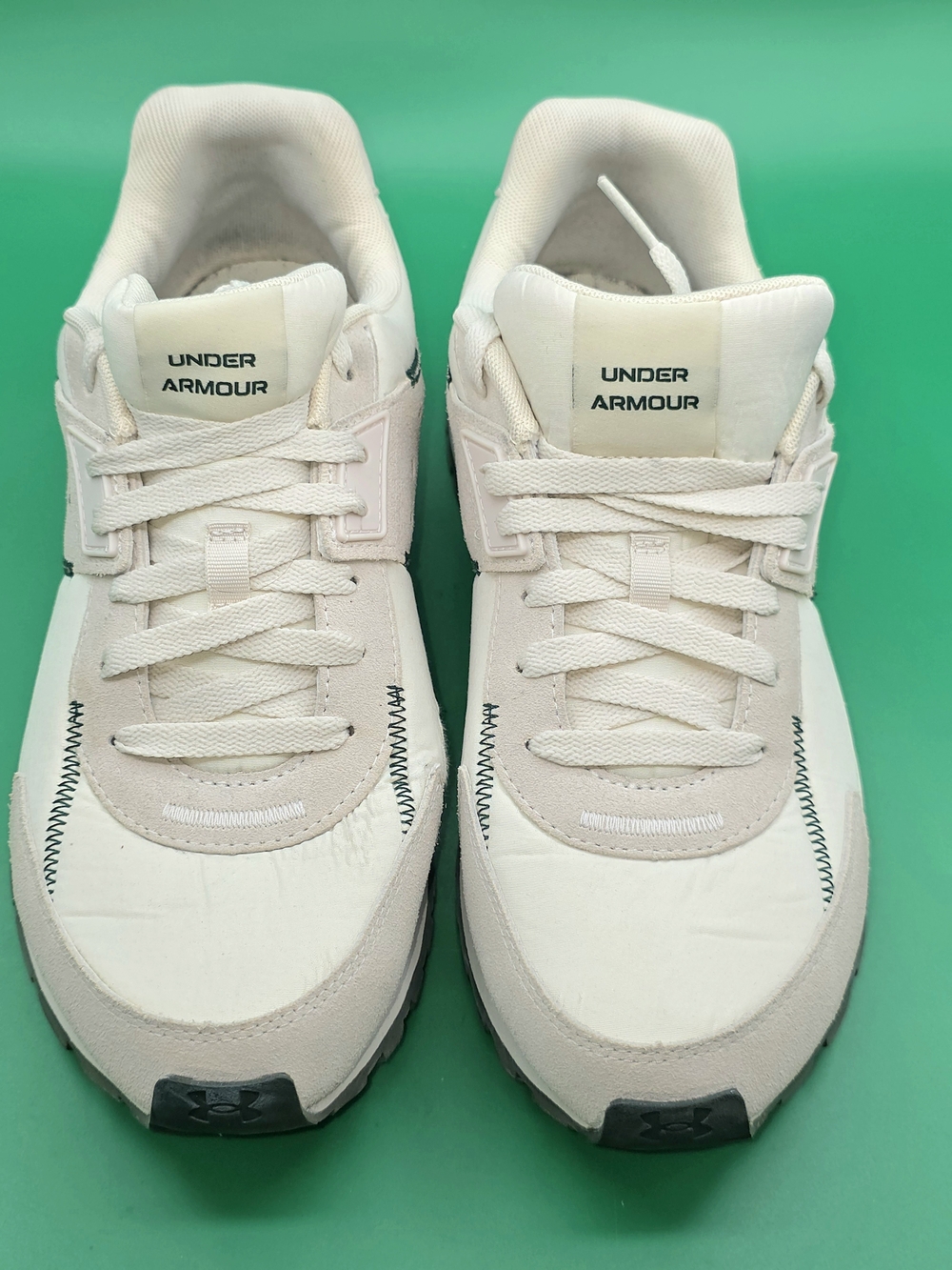 Size 11 - Under Armour Essential Runner Cream Quartz Forest Green